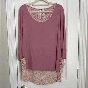 LC Lauren Conrad Pink Floral Long Sleeve Top
